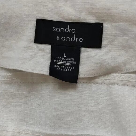 Sandra & Andre 100% Linen Textured Layered White Cardigan Jacket Size L - Picture 5 of 6